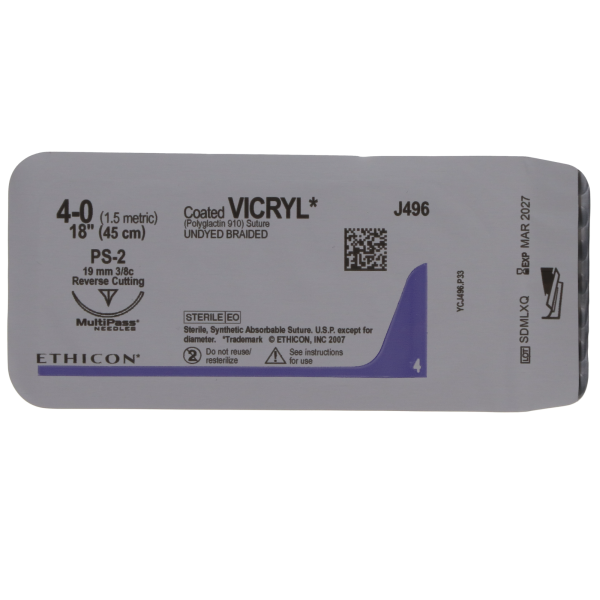 4-0 Coated Vicryl Sutures with PS-2 Needle, 18